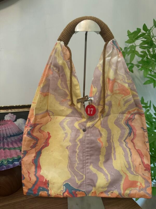 Dual-Flow Marble Hobo Tote